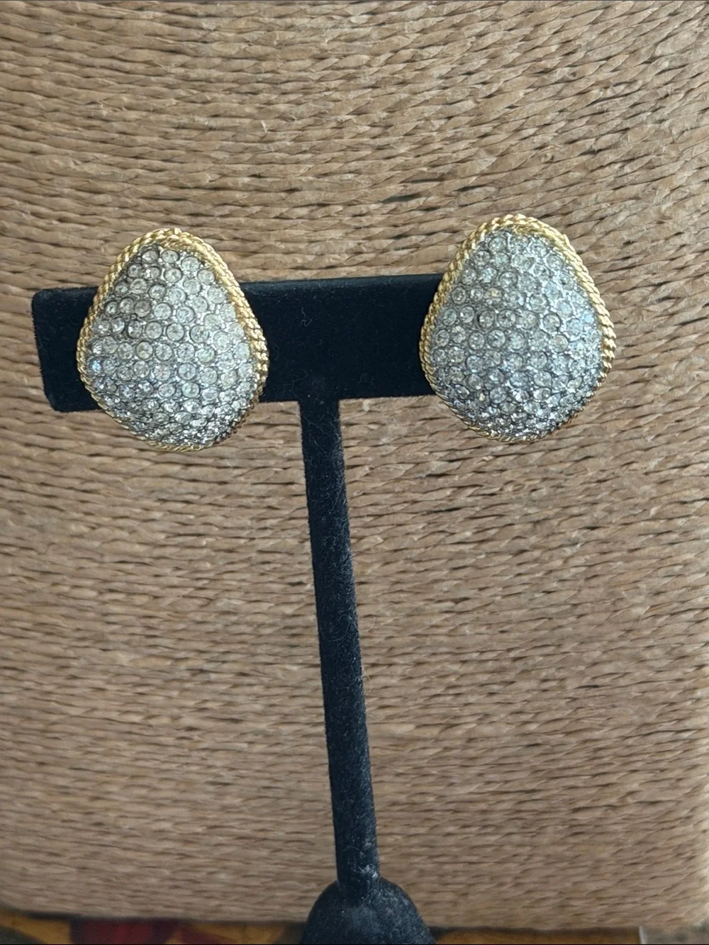 Joan Rivers Gold-Trim pave Crystal Teardrop clip Earrings